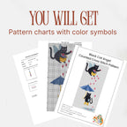 Valentine Black Cat Cross Stitch Pattern PDF, Cupid Cat Umbrella Chart
