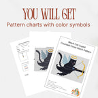 Black Cat Cupid Cross Stitch Pattern PDF, Valentine Cat With Bow Chart