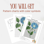 Morning Glory Cross Stitch Pattern PDF, September Birth Flower Small Floral Chart