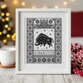 Yule Boar Cross Stitch Pattern PDF, Nordic Winter Sampler, Sonargoltr