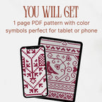 Nordic Heart Sampler Cross Stitch Pattern PDF, Red Folk Art Love Chart