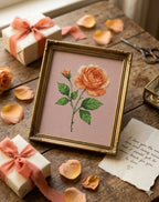 Rose Cross Stitch Pattern PDF, June Birth Flower Small Floral Chart