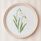 Snowdrop Cross Stitch Pattern PDF, January Birth Flower Small Floral Chart