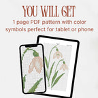 Snowdrop Cross Stitch Pattern PDF, January Birth Flower Small Floral Chart