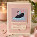 Black Cat Angel Cross Stitch Pattern PDF, Valentine Cat With Hearts Chart