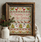 Christmas Sampler Cross Stitch Pattern PDF, Vintage Rustic Holiday Quote Design