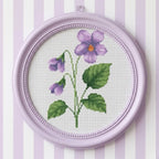 Violet Flower Cross Stitch Pattern PDF, Small Spring Floral Chart