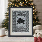 Yule Boar Cross Stitch Pattern PDF, Nordic Winter Sampler, Sonargoltr