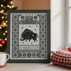 Yule Boar Cross Stitch Pattern PDF, Nordic Winter Sampler, Sonargoltr