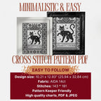 Yule Cat Cross Stitch Pattern PDF, Nordic Christmas Cat Sampler, Jólakötturinn
