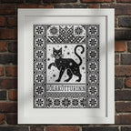 Yule Cat Cross Stitch Pattern PDF, Nordic Christmas Cat Sampler, Jólakötturinn
