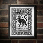 Yule Cat Cross Stitch Pattern PDF, Nordic Christmas Cat Sampler, Jólakötturinn