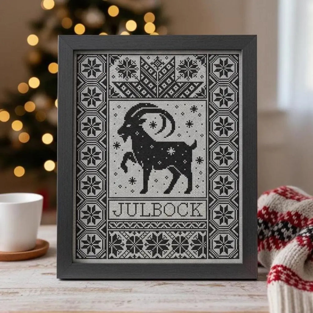 Yule Goat Cross Stitch Pattern PDF, Nordic Julbock Christmas Sampler