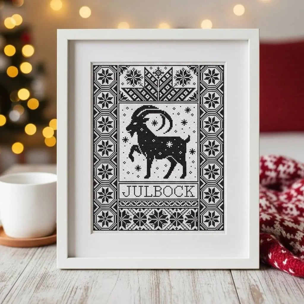 Yule Goat Cross Stitch Pattern PDF, Nordic Julbock Christmas Sampler