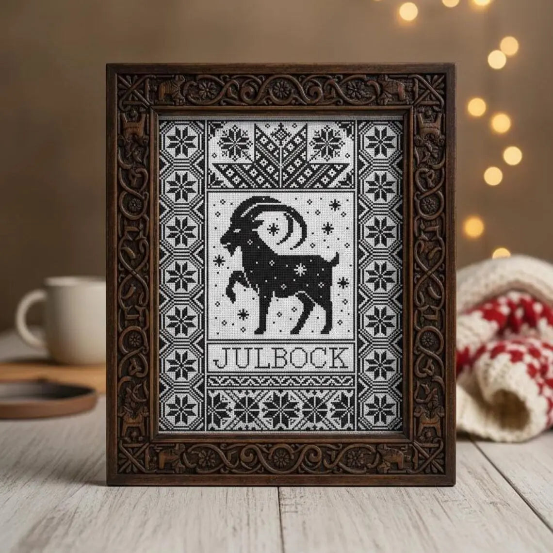 Yule Goat Cross Stitch Pattern PDF, Nordic Julbock Christmas Sampler