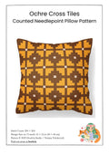 Counted Needlepoint Pillow Pattern Ochre Cross Tiles, Tapestry Cushion Pattern, Download PDF