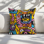 Counted Needlepoint Pillow Pattern Monster Doodle Pop, Tapestry Cushion Pattern, Download PDF