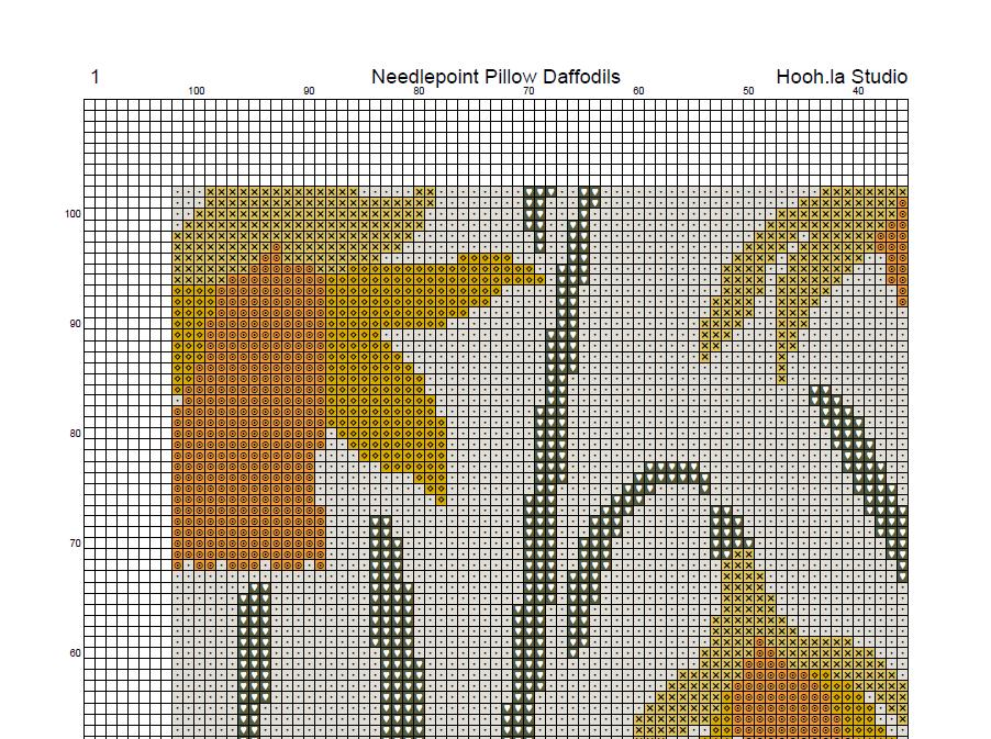Counted Needlepoint Pillow Pattern Daffodils, Tapestry Cushion Pattern, Download PDF