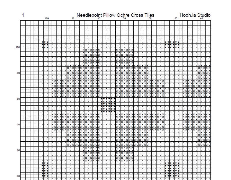 Counted Needlepoint Pillow Pattern Ochre Cross Tiles, Tapestry Cushion Pattern, Download PDF