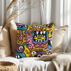Counted Needlepoint Pillow Pattern Monster Doodle Pop, Tapestry Cushion Pattern, Download PDF