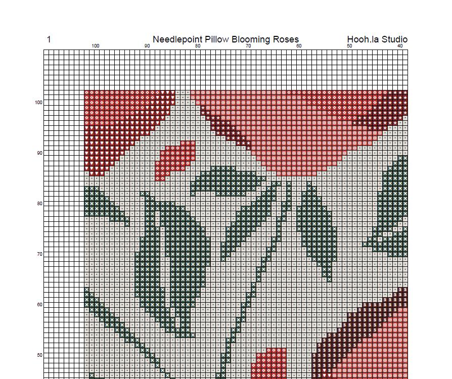 Counted Needlepoint Pillow Pattern Blooming Roses, Tapestry Cushion Pattern, Download PDF