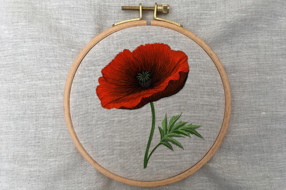 Poppy Hand Embroidery Pattern: Floral Design (PDF Instant Download)