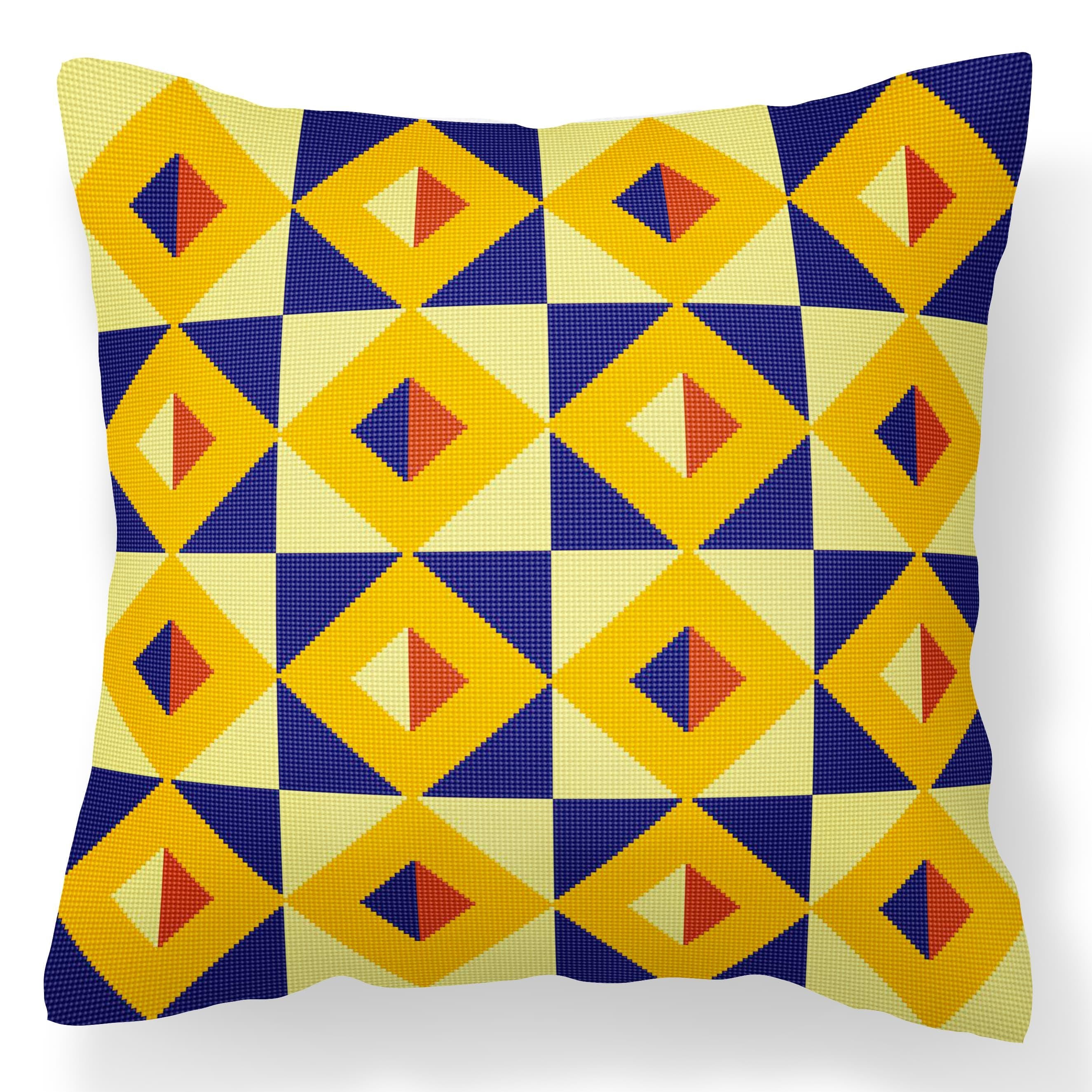 Counted Needlepoint Pillow Pattern Retro Geometric, Tapestry Cushion Pattern, Download PDF