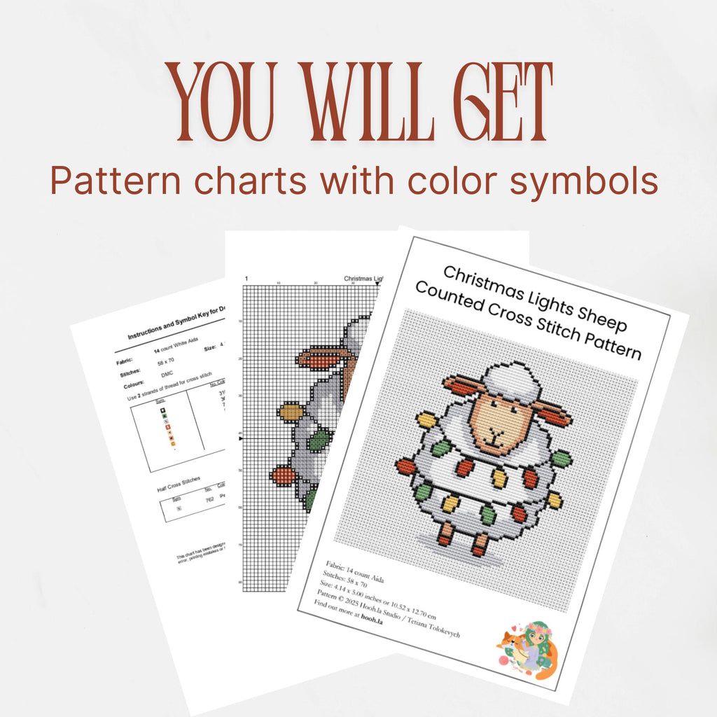 Funny Christmas Sheep Mini Cross Stitch Pattern PDF