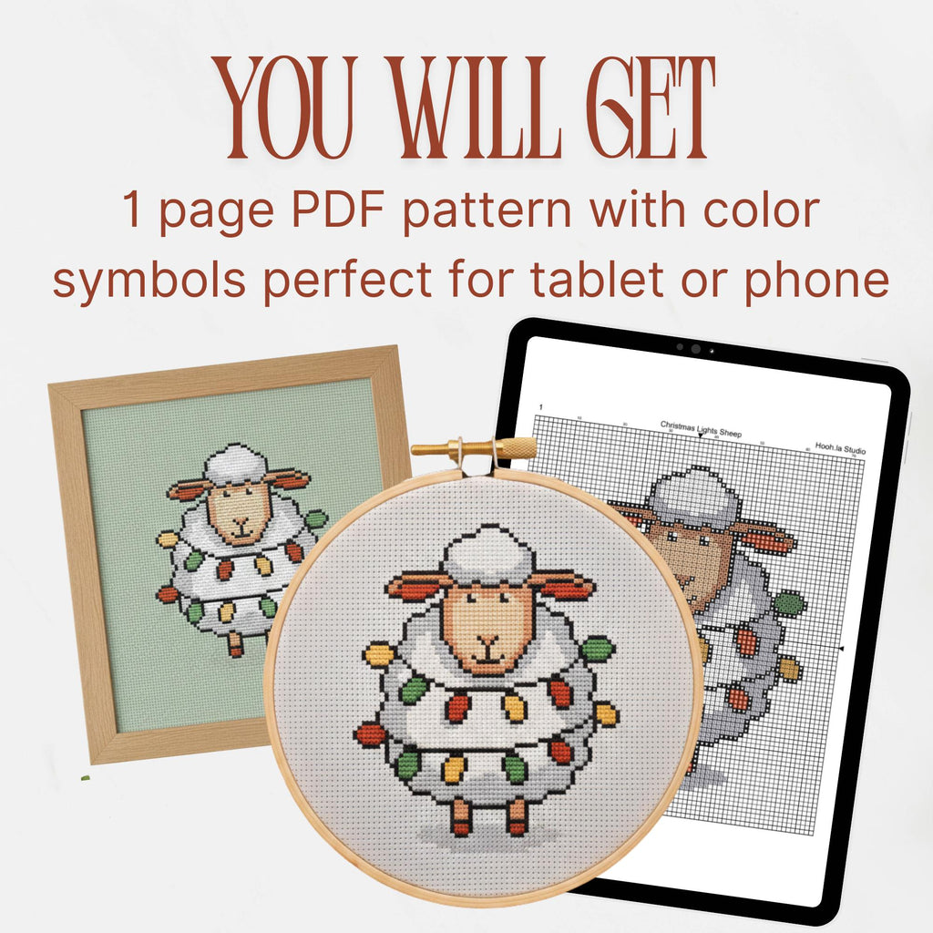 Funny Christmas Sheep Mini Cross Stitch Pattern PDF