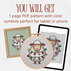 Funny Christmas Sheep Mini Cross Stitch Pattern PDF