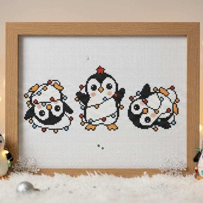 Christmas Funny Penguin Small Cross Stitch Pattern pdf