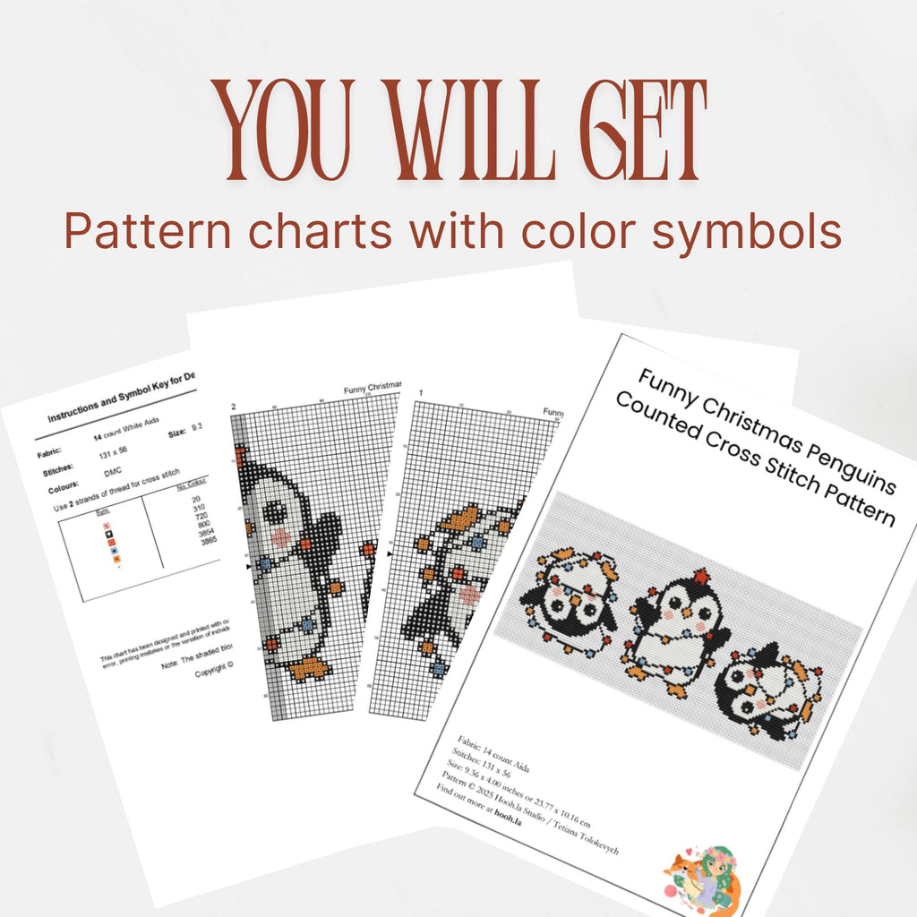 Christmas Funny Penguin Small Cross Stitch Pattern pdf