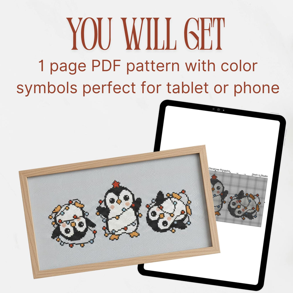 Christmas Funny Penguin Small Cross Stitch Pattern pdf