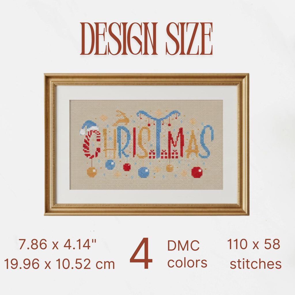 Christmas Typography small cross stitch pattern pdf