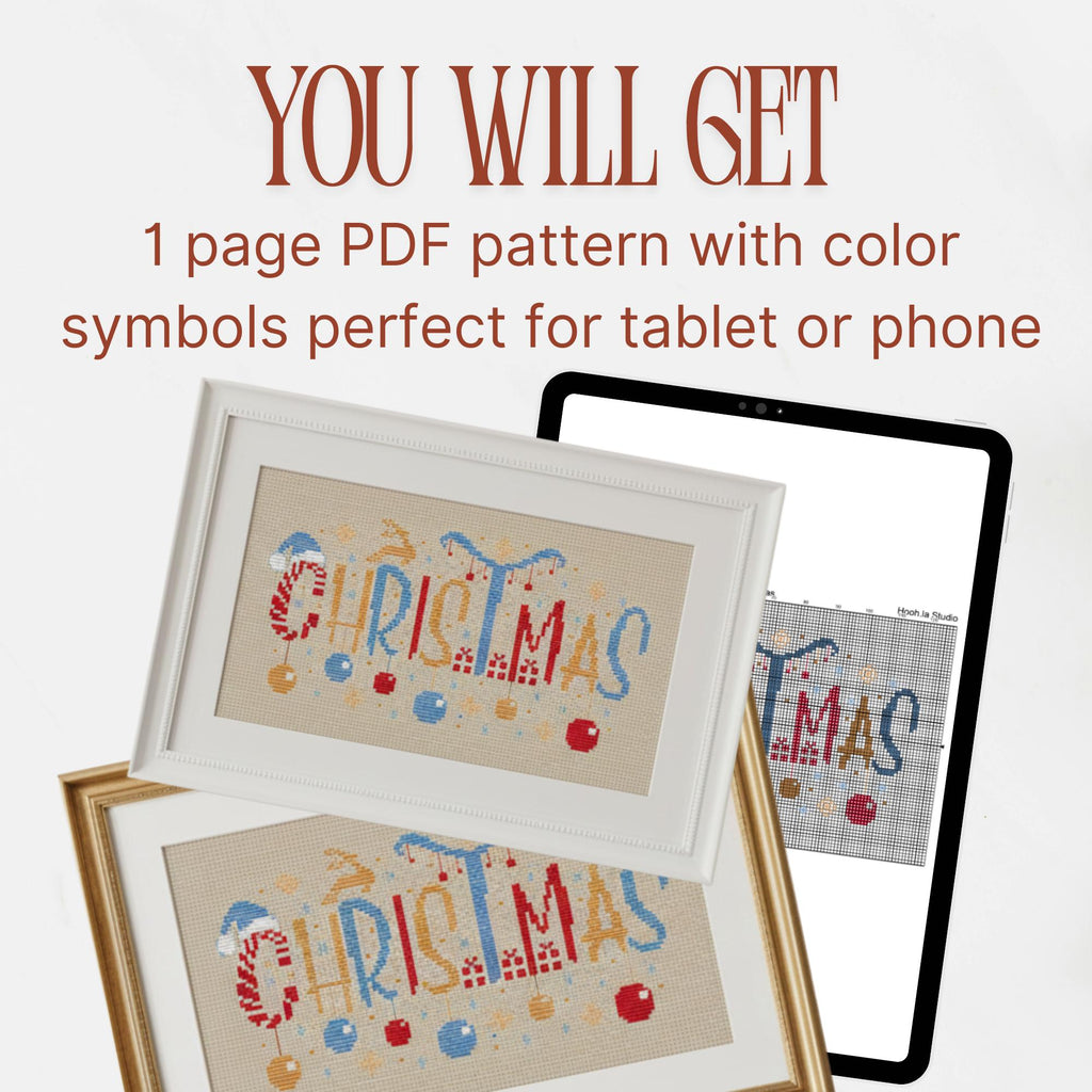 Christmas Typography small cross stitch pattern pdf
