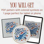 Merry Sharkmas Funny Cross Stitch pattern pdf, Small Shark in Santa's Hat Chrsitmas Chart