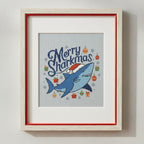 Merry Sharkmas Funny Cross Stitch pattern pdf, Small Shark in Santa's Hat Chrsitmas Chart