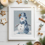 Christmas Snowman Cross Stitch Pattern PDF, Small Easy Winter Design for Beginners