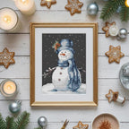 Christmas Snowman Cross Stitch Pattern PDF, Small Easy Winter Design for Beginners