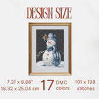 Christmas Snowman Cross Stitch Pattern PDF, Small Easy Winter Design for Beginners