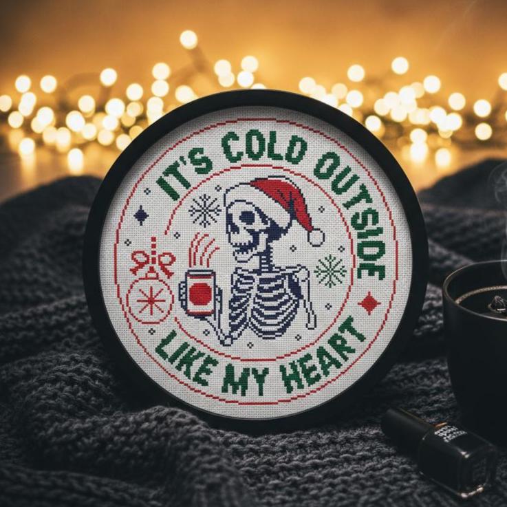 Christmas Skeleton Snarky Cross Stitch, Funny Skeleton Quote pattern pdf