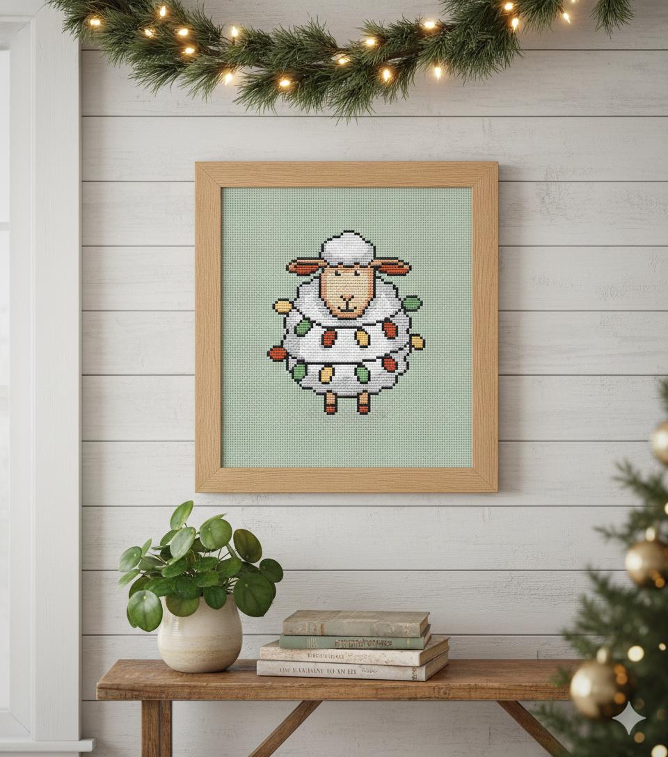 Funny Christmas Sheep Mini Cross Stitch Pattern PDF