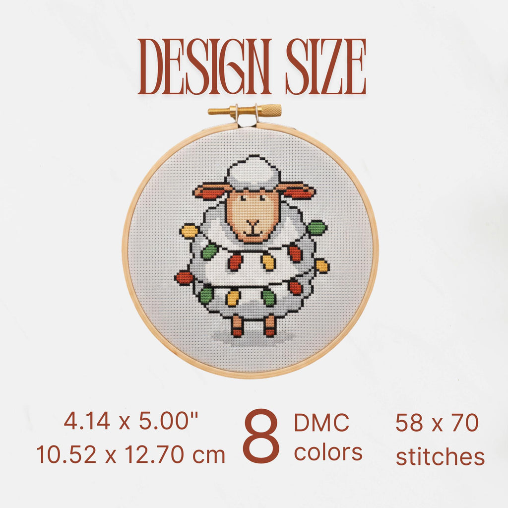Funny Christmas Sheep Mini Cross Stitch Pattern PDF