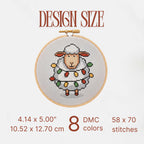 Funny Christmas Sheep Mini Cross Stitch Pattern PDF