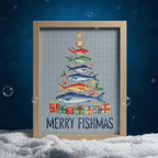 Sardines Christmas Tree Cross Stitch Pattern PDF, Funny Fish Christmas Decor