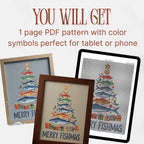 Sardines Christmas Tree Cross Stitch Pattern PDF, Funny Fish Christmas Decor