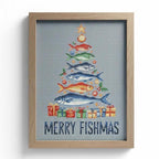 Sardines Christmas Tree Cross Stitch Pattern PDF, Funny Fish Christmas Decor