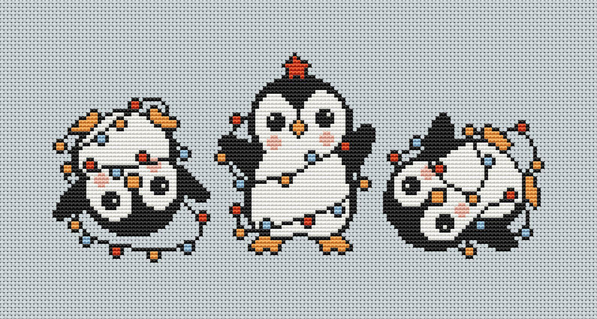 Christmas Funny Penguin Small Cross Stitch Pattern pdf