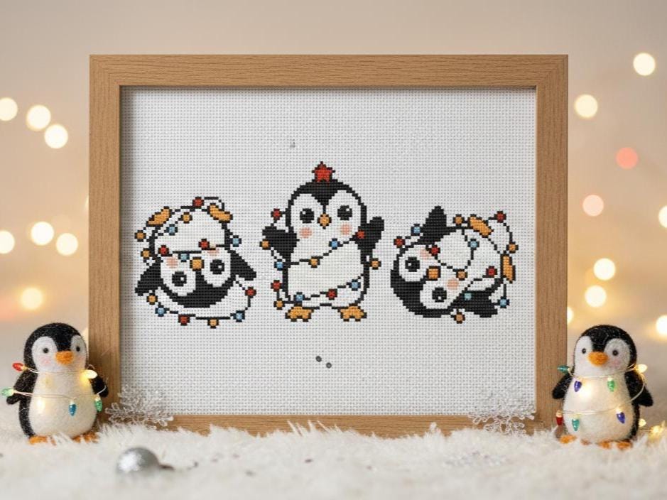 Christmas Funny Penguin Small Cross Stitch Pattern pdf