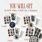 11 Christmas Funny Black Cat Mini Cross Stitch Pattern, Small Quick Designs